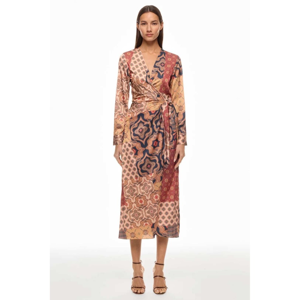 MISA Eliza Patchwork Wrap Dress Size Small